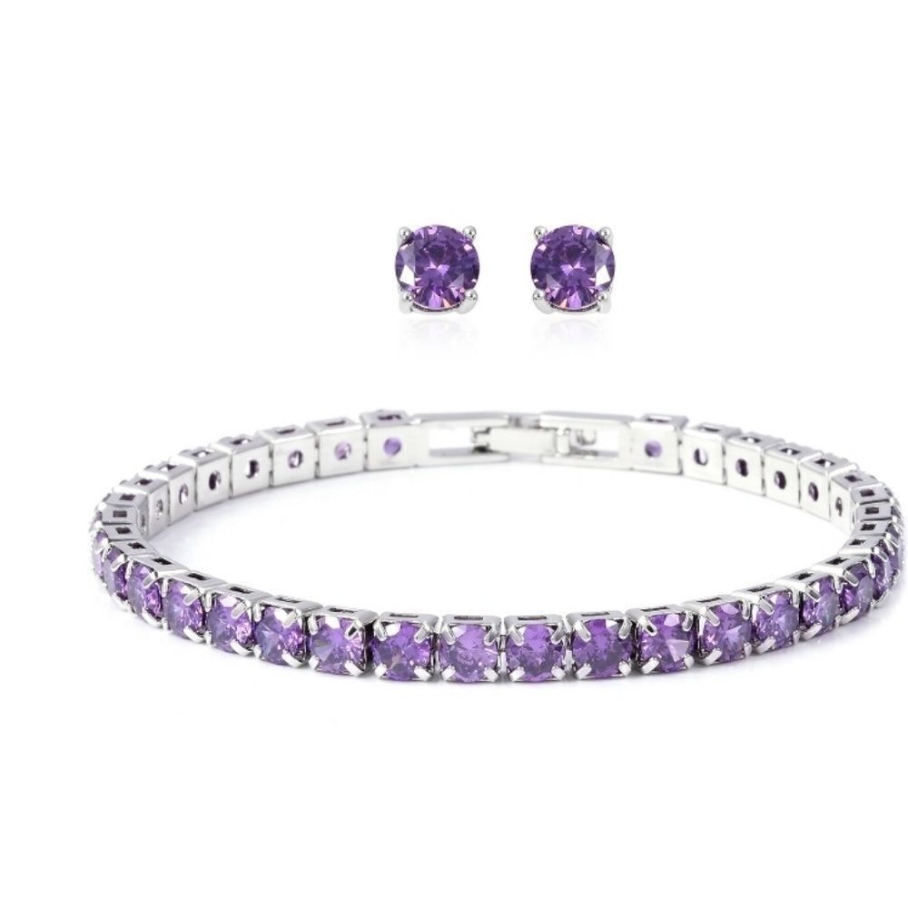 Purple Earings and Bracelet